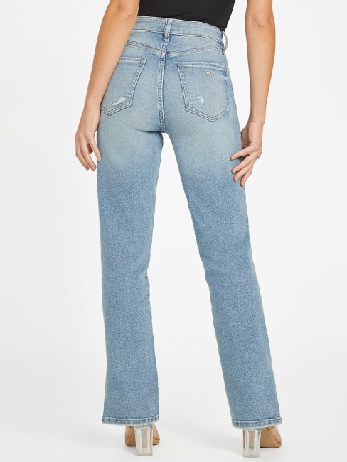 Jean Chaya à Taille Ultra Haute Et Ourlet Fendu Délavé Clair Guess