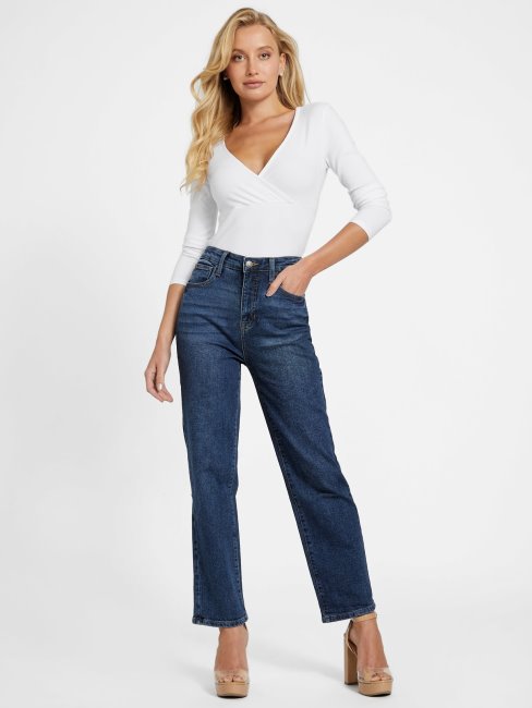 Jean Droit Eco Jolene Taille Ultra Haute Délavé Foncé Guess