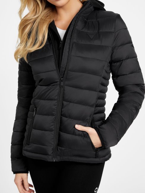 Guess Doudoune à Capuche Elisa Noir De Jais