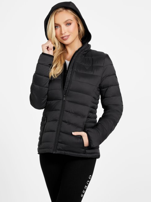 Guess Doudoune à Capuche Elisa Noir De Jais