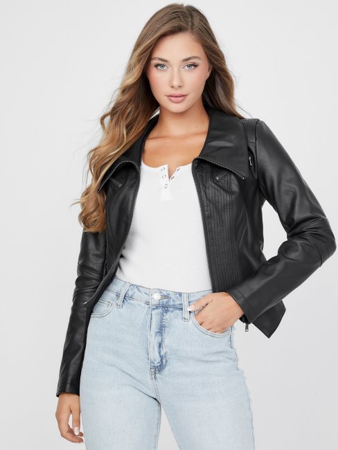 Veste En Similicuir Idra Noir De Jais Guess