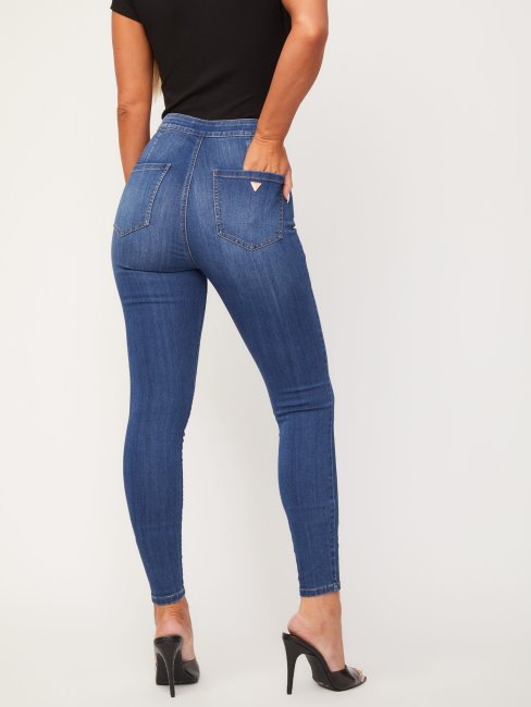 Guess Eco Nova Jean Courbé à Taille Ultra Haute Délavé Moyen
