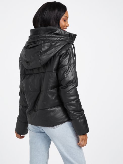 Vadley Doudoune En Similicuir Jet Black Guess