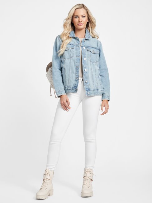 Sienna Curvy Jean Skinny Taille Mi-haute Guess Blanc Délavé Destory