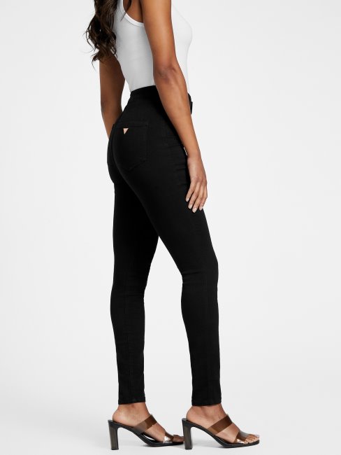 Jean Skinny Courbé à Taille Ultra Haute Eco Nova Délavé Noir Guess