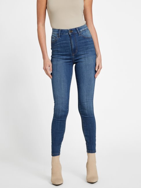 Jean Skinny Eco Simmone Taille Haute Délavé Moyen Guess