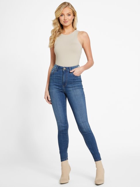 Jean Skinny Eco Simmone Taille Haute Délavé Moyen Guess