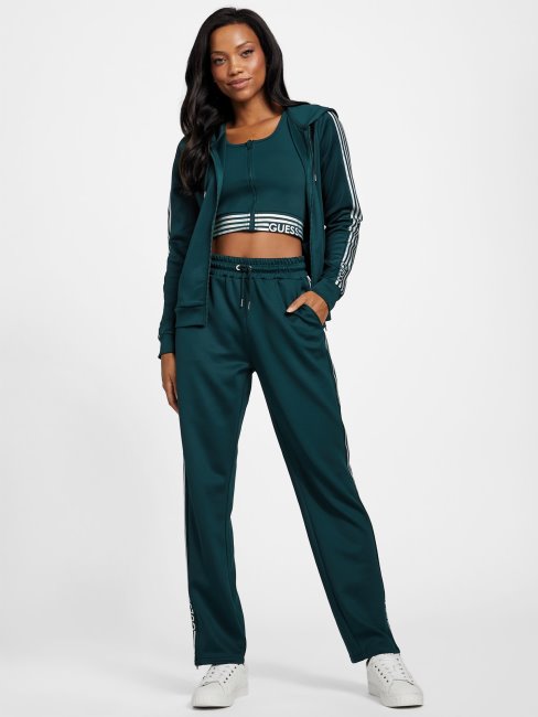 Guess Eco Veda Veste Zippée En Tricot Dark Jade