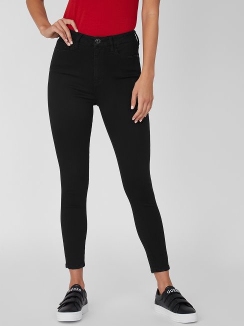 Jean Skinny Eco Simmone Taille Haute Délavé Noir Guess