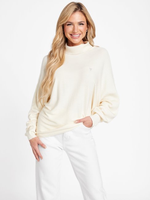 Pull Col Roulé Côtelé Blanc Lait Ediel Guess