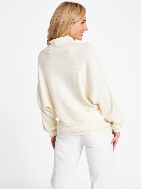 Pull Col Roulé Côtelé Blanc Lait Ediel Guess