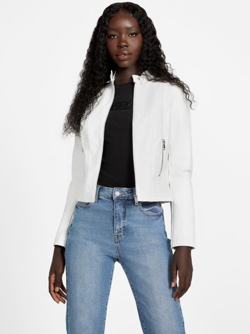 Veste Simili Cuir Popal Guess Colombe Blanche