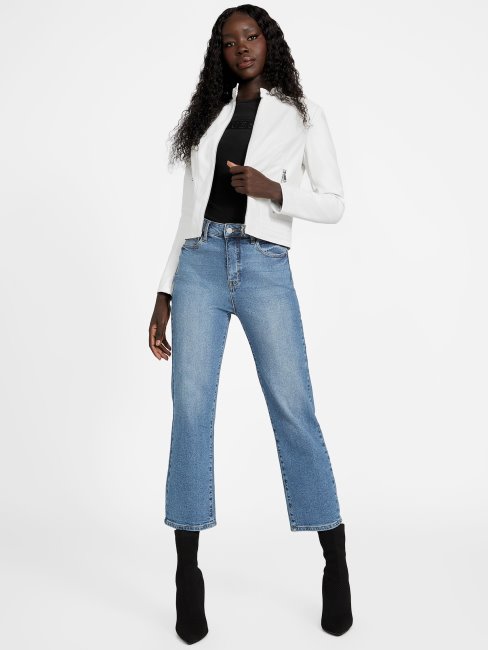 Veste Simili Cuir Popal Guess Colombe Blanche