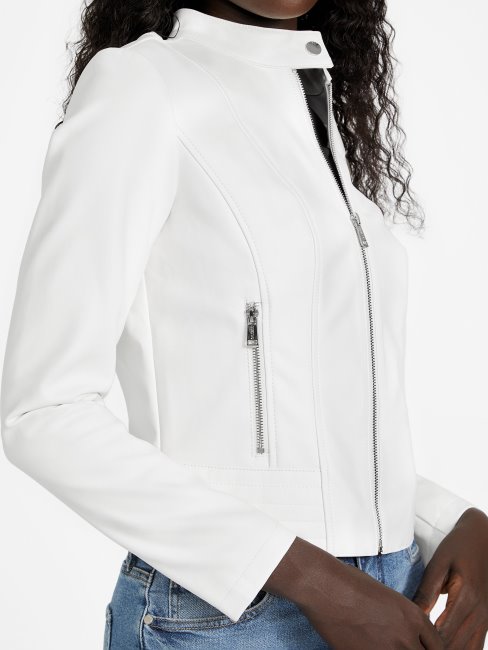 Veste Simili Cuir Popal Guess Colombe Blanche