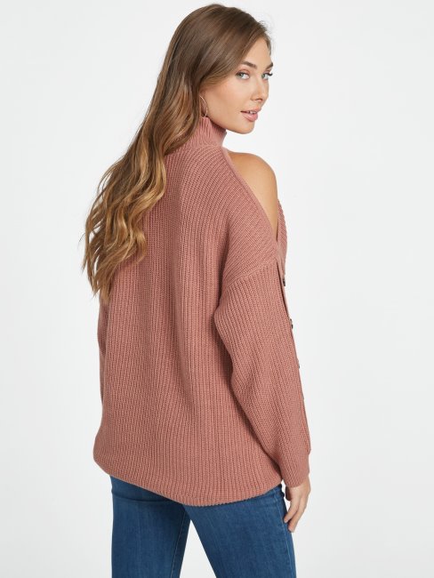 Chandail à Col Roulé D'abbaye Marrons Rôtis Guess