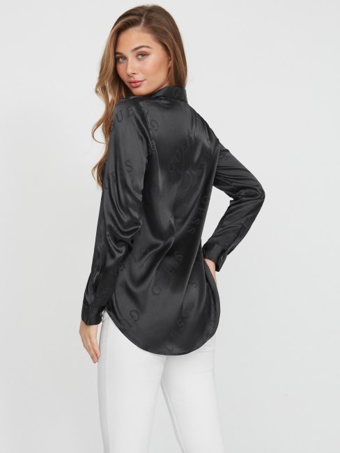 Galina Nuisette En Satin Logo Guess Jet Black Multi