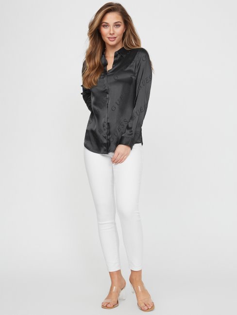 Galina Nuisette En Satin Logo Guess Jet Black Multi