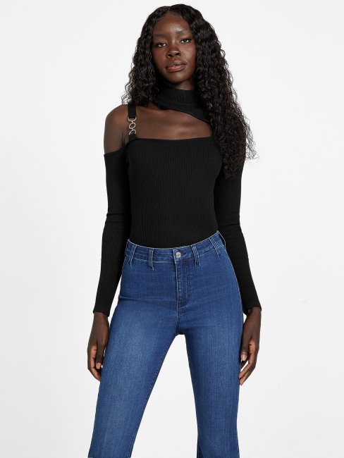 Top Découpé Edena Noir De Jais Deviner