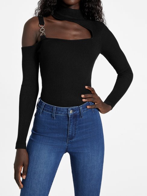 Top Découpé Edena Noir De Jais Deviner