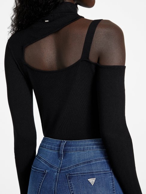 Top Découpé Edena Noir De Jais Deviner