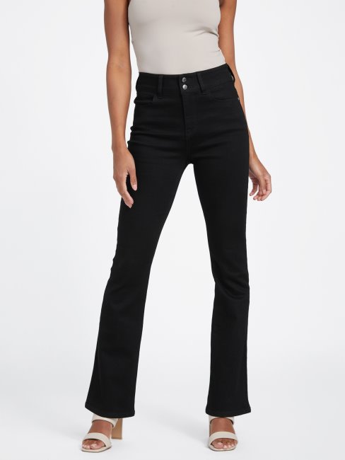 Guess - Jean Bootcut Noir Taille Haute à Deux Boutons Jazmine