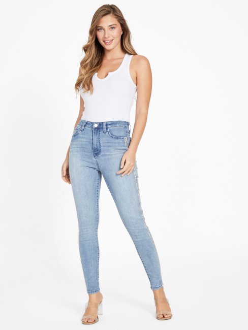 Pianna Jean Skinny à Bordure En Cristal Guess Délavé Clair