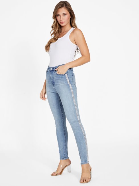 Pianna Jean Skinny à Bordure En Cristal Guess Délavé Clair
