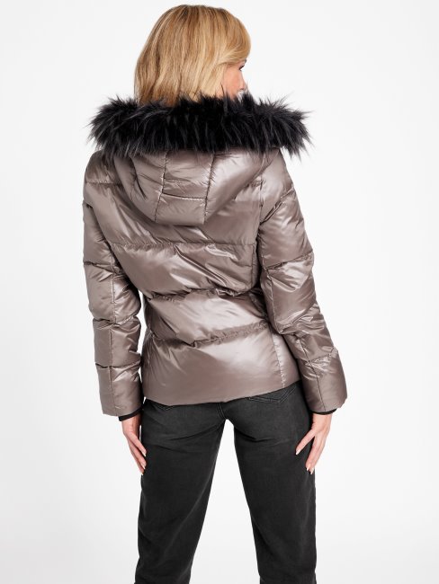 Guess Equestrian - Doudoune Calissa Marron En Duvet Véritable