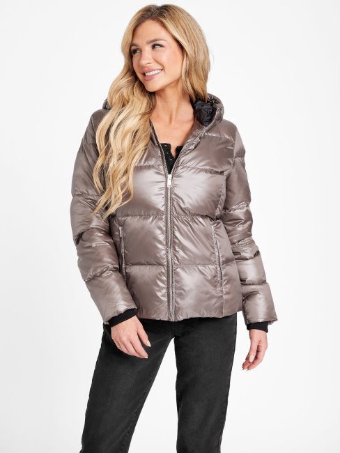 Guess Equestrian - Doudoune Calissa Marron En Duvet Véritable