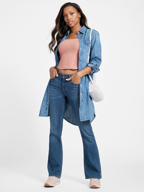 Jean Bootcut Taille Mi-haute Guess Eco Lyllah Délavé Moyen