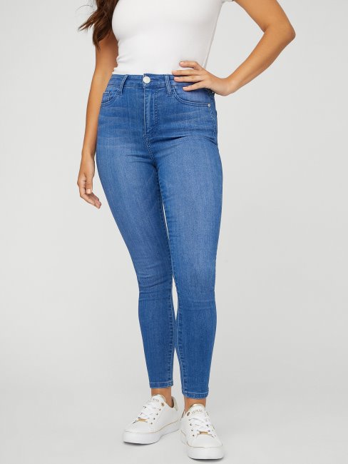 Guess Jeans Skinny Simmone Taille Haute à Rinçage Bleu Vif