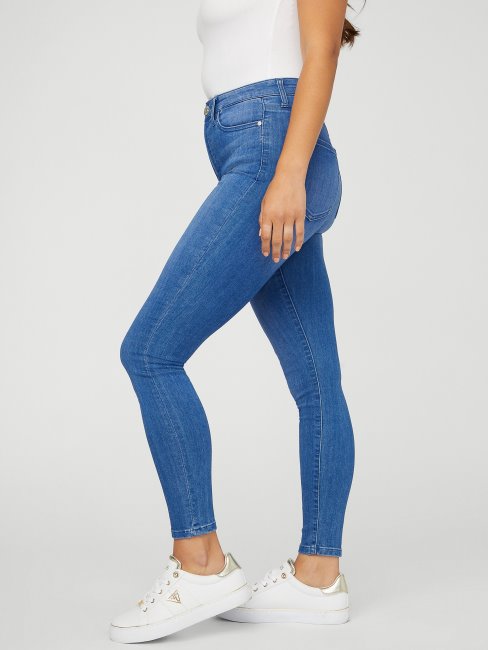 Guess Jeans Skinny Simmone Taille Haute à Rinçage Bleu Vif