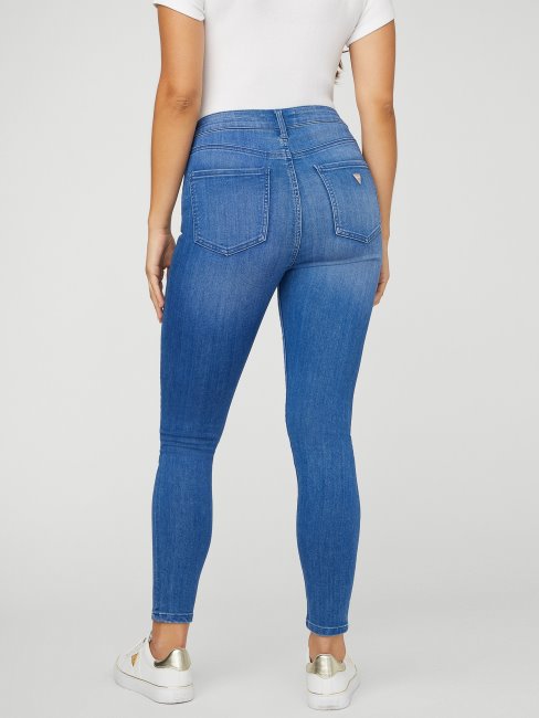 Guess Jeans Skinny Simmone Taille Haute à Rinçage Bleu Vif