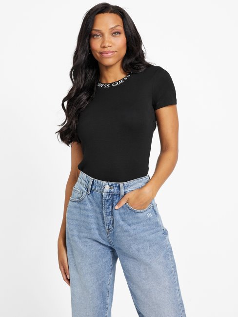 Tee Shirt Guess Eddie Logo Noir De Jais