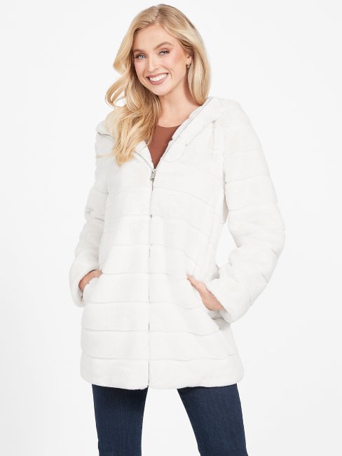 Lonnie Sweat à Capuche En Fausse Fourrure Colombe Blanc