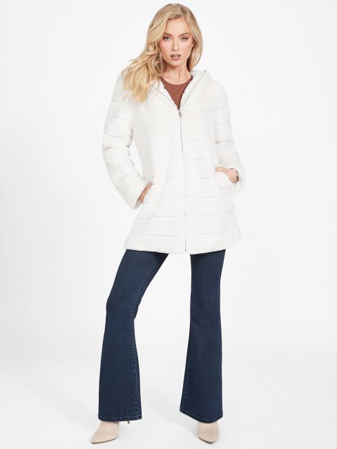 Lonnie Sweat à Capuche En Fausse Fourrure Colombe Blanc