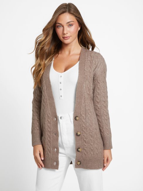 Cardigan En Laine Mélangée Ojai Soft Mink Guess