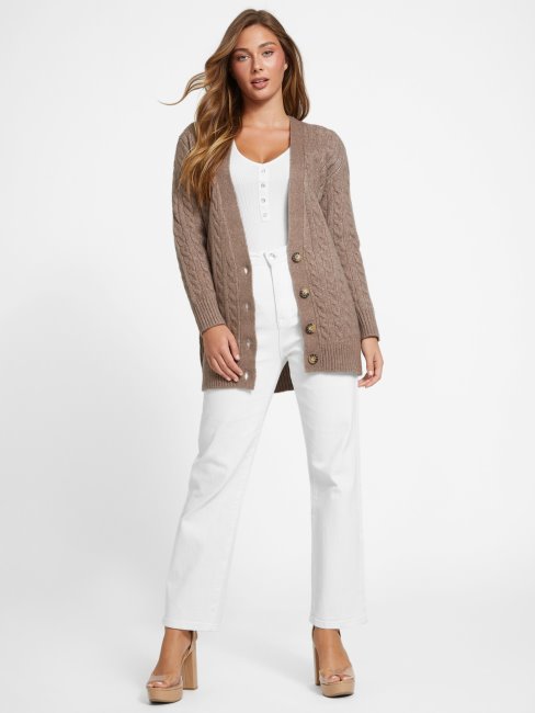 Cardigan En Laine Mélangée Ojai Soft Mink Guess