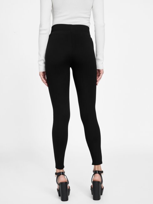 Guess Pantalon Marco En Similicuir Noir De Jais