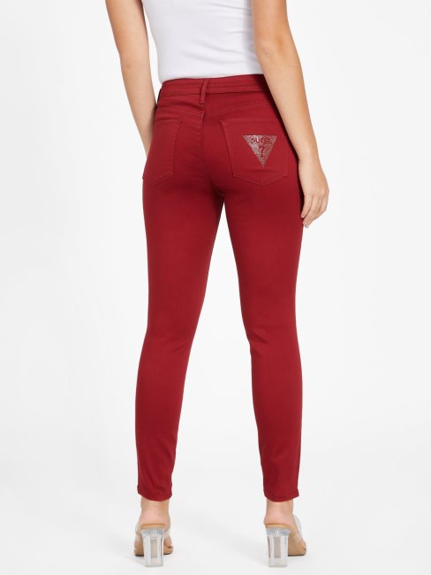 Jean Skinny Taille Mi-haute Eco Brenda Rouge Dark Jam Guess