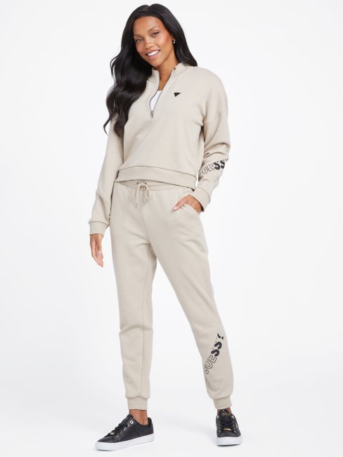 Guess Velours Taupe Tirette Logo Sabrina