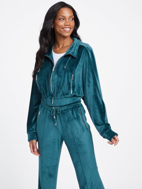 Veste Zippée En Velours Guess Eco Uma Jade Foncé