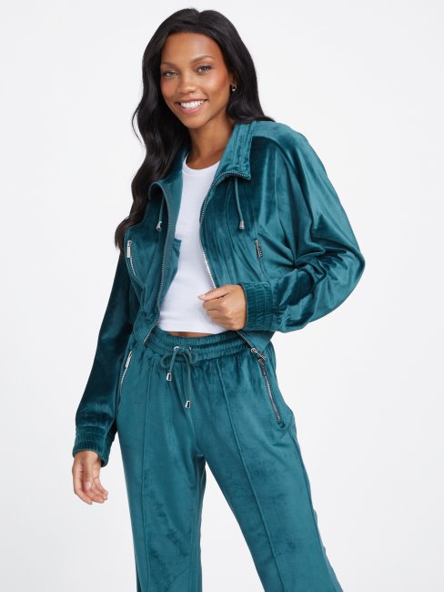 Veste Zippée En Velours Guess Eco Uma Jade Foncé