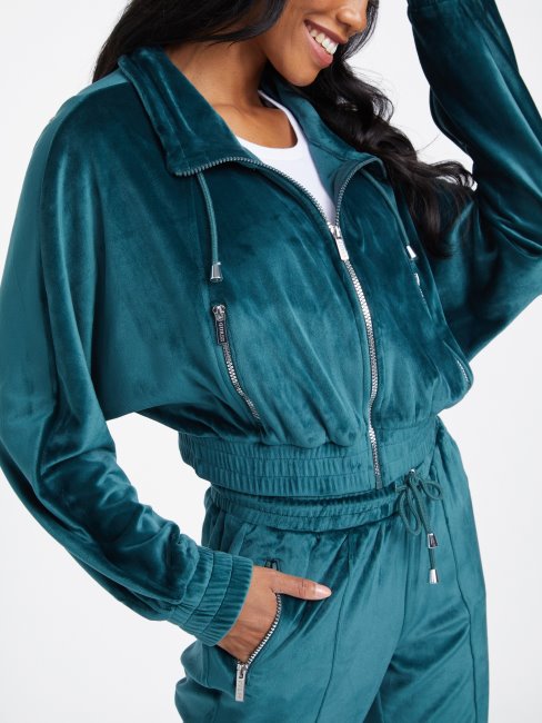 Veste Zippée En Velours Guess Eco Uma Jade Foncé