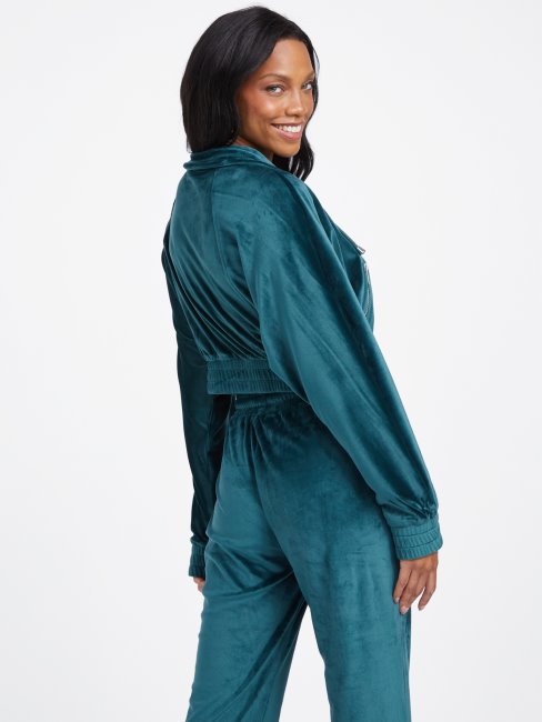 Veste Zippée En Velours Guess Eco Uma Jade Foncé