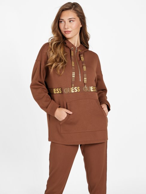 Tronc Barker Bande Logo Tunique Sweat à Capuche Guess