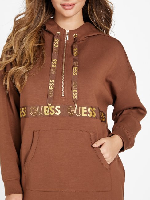 Tronc Barker Bande Logo Tunique Sweat à Capuche Guess