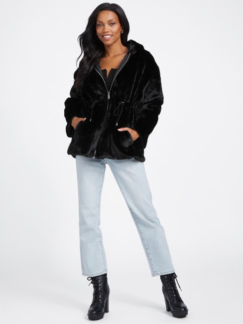 Guess Veste Réversible Fatima Noir De Jais