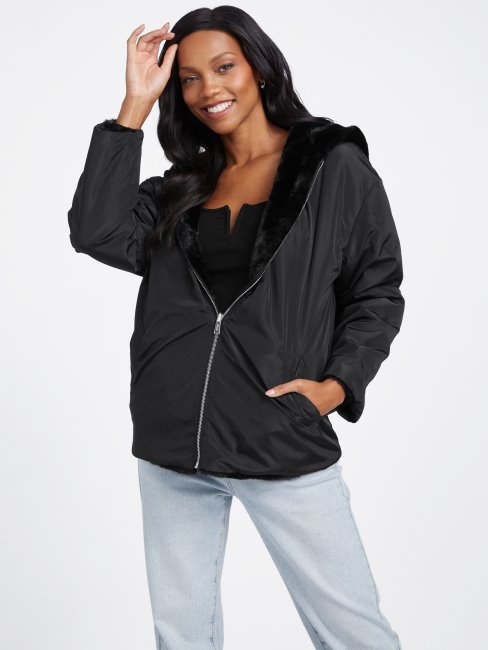 Guess Veste Réversible Fatima Noir De Jais