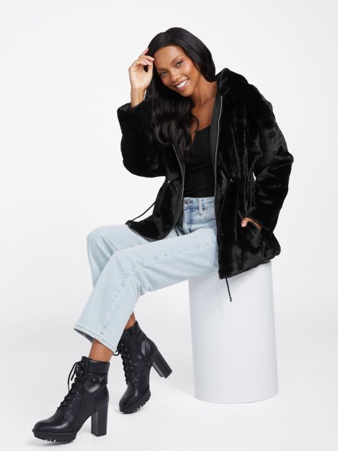 Guess Veste Réversible Fatima Noir De Jais